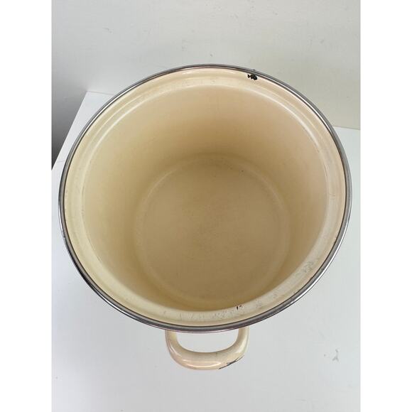 Vintage Moneta MCM Beige Brown Stock Pot 8-Quart Enamel with Lid Made in Italy - Picture 7 of 11